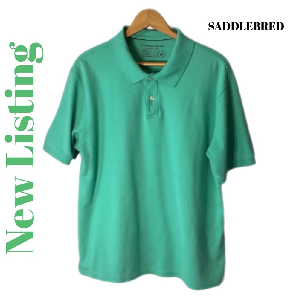 Saddlebred L Perfect Polo Mens Teal Green Shirt Golf Casual EUC